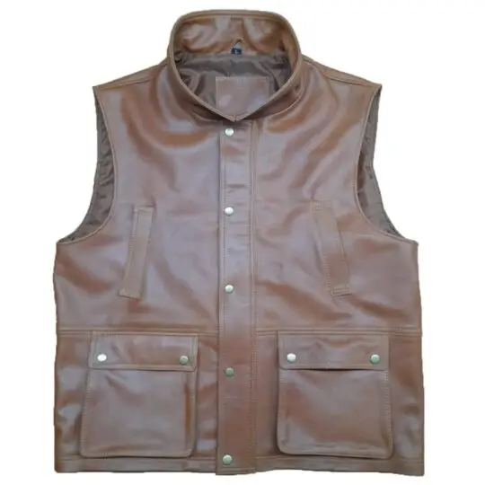 motorcycle brown leather vest