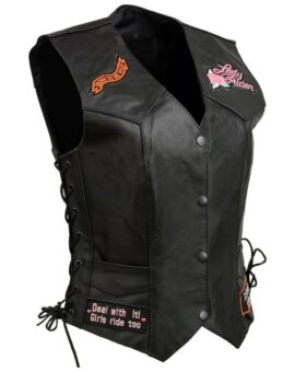 womens leather biker vest
