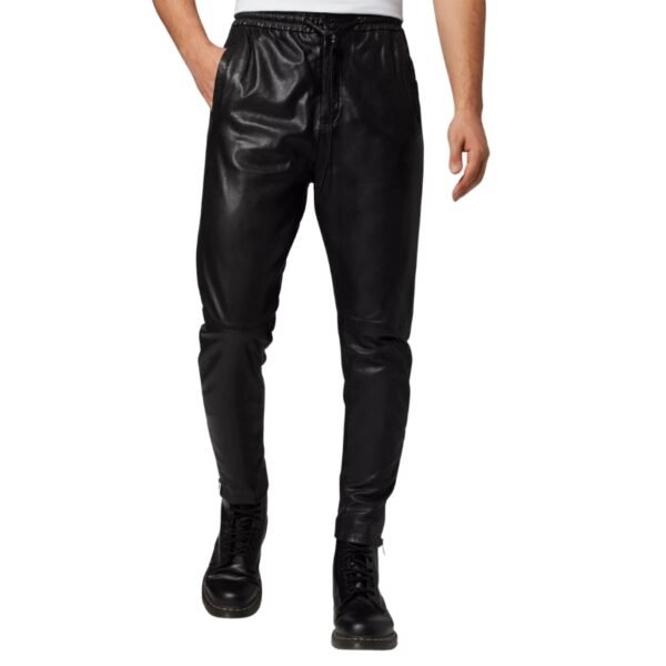 Plain Black Leather Trouser