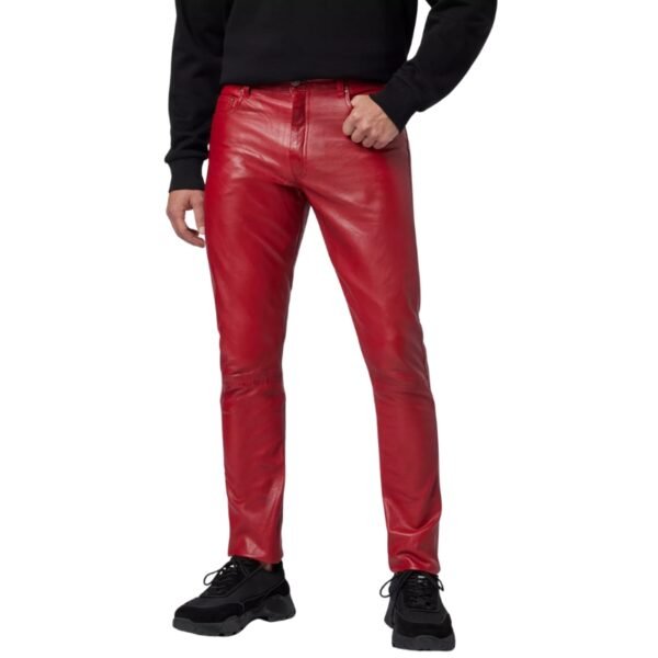 Plain Red Leather Pant