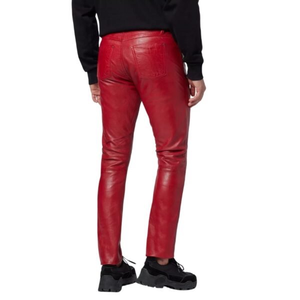 Plain Red Leather Pant