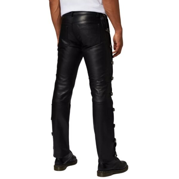 Side Buckle Leather Pants