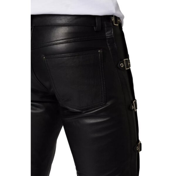 Side Buckle Leather Pants