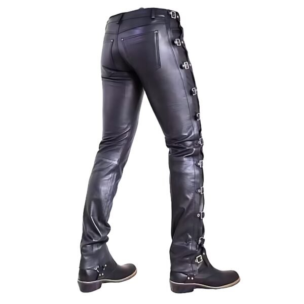 Side Buckle Leather Pants