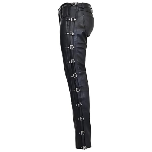 Side Buckle Leather Pants